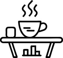 Glossy coffee cup with holographic marketing plans and graphs floating above vector