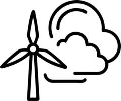 Glossy cloud and wind turbine with holographic wind speed and energy production data vector