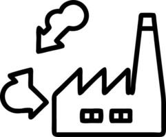 Glossy factory and recycling symbol with holographic waste management data and sustainability goals vector