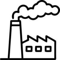 Glossy factory and smokestack with holographic pollution levels and carbon output data vector