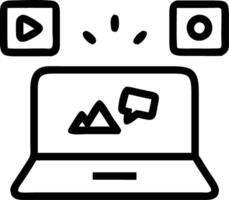 Glossy laptop with holographic branding icons and campaign metrics vector