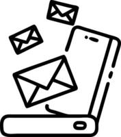 Glossy smartphone with floating marketing emails and notifications vector