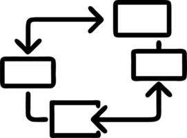 Glossy workflow diagram with arrows and processes vector