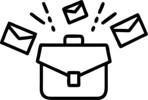Glowing abstract briefcase with marketing documents floating inside vector