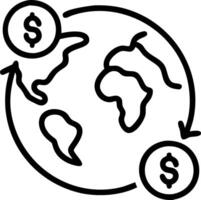 Glowing abstract globe with currency symbols orbiting around vector