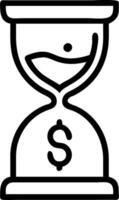 Glowing abstract hourglass with currency symbols flowing through vector