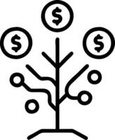 Glowing abstract money tree with digital roots and currency symbols vector