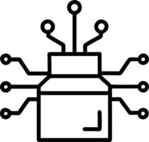 Glowing ballot box on digital circuit vector