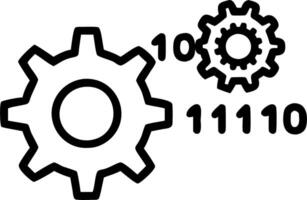 Glowing digital abstract gears with binary code vector
