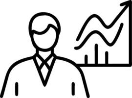 Glowing abstract wave forming a financial graph with a figure of a financial officer vector