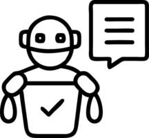 Holographic AI robot with floating task list and copy space vector