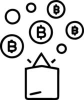 Holographic cryptocurrency wallet with floating coins vector