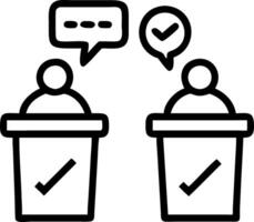 Holographic debate stage with fact check bubbles vector