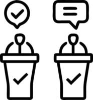 Holographic debate stage with fact check bubbles vector