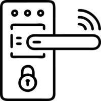 Holographic smart lock with floating security icons vector