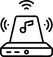 Holographic smart speaker with floating music notes vector