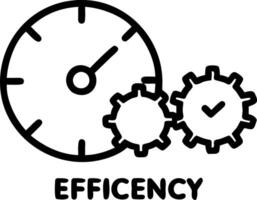 Isolated of a clock and gears with the word Efficiency vector