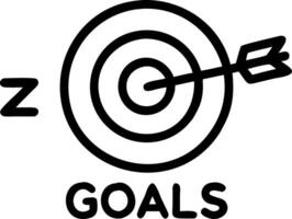 Isolated of a target and arrow with the word Goals vector