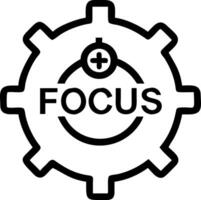 Isolated of a target and gears with the word Focus vector