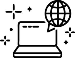 Laptop with Holographic Globe and Chat Icons vector