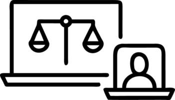 Laptop with Holographic Scale and Community Figures vector