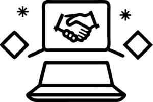 Laptop with Holographic Handshake and Tree vector