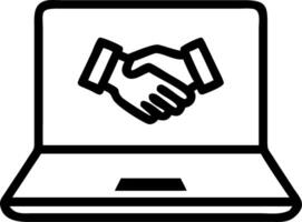 Laptop with Holographic Handshake and Community vector