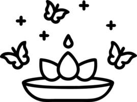 Loy Krathong with Glowing Butterflies on a Glossy River vector
