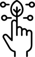 Macro of Hand Touching Holographic Interface with Eco Icons vector