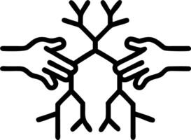 Macro of Hands Holding Interconnected Roots vector