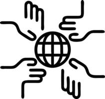 Macro of Hands Uniting over Digital Globe vector