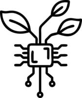 Macro of Leaf Growing from Circuit Board vector