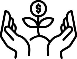 Macro of Hands Holding Sprouting Coin vector