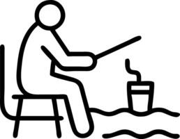 Man enjoying a cold drink while fishing at a peaceful lake vector