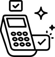 Payment terminal with holographic icons vector