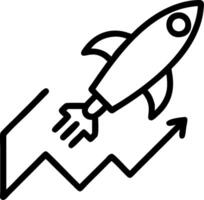 Plain white backdrop with rising rocket vector