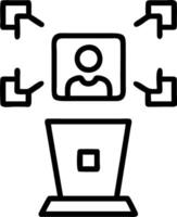 Podium with augmented reality policy explorer vector