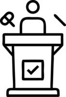 Podium with real time fact checking display vector