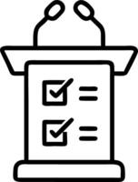 Podium with real time fact checking display vector