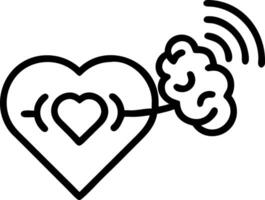 Pulsing holographic white heart brain connection vector