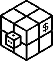 Rubiks cube with financial symbols on faces vector