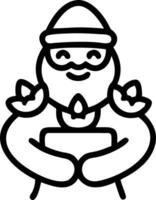 Santa with a Krathong and Floating Flowers vector