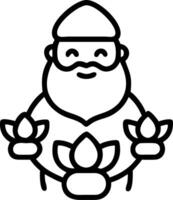 Santa with a Krathong and Floating Flowers vector