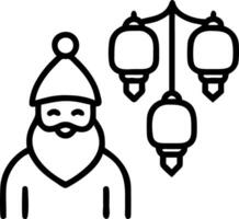 Santa with Glowing Krathong and Lanterns vector