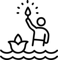 Santa with Floating Loy Krathong vector