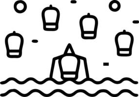 Santa with Floating Loy Krathong Lanterns vector
