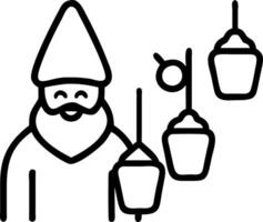 Santa with Glowing Krathong and Lanterns vector
