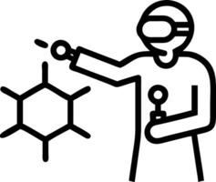 Scientist candidly working on nanotechnology in a sterile lab vector