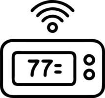 Smart thermostat with glowing holographic temperature controls and copy space vector