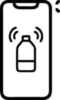 Smartphone with holographic water bottle floating above isolated with copy space vector